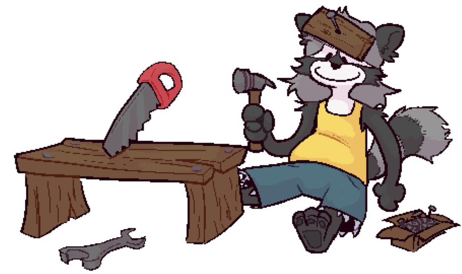 Dumb raccoon working on a page